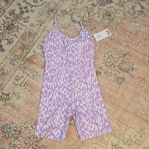 SAGE COLLECTIVE Lavender and White Leopard One Piece Short Unitard Size XS